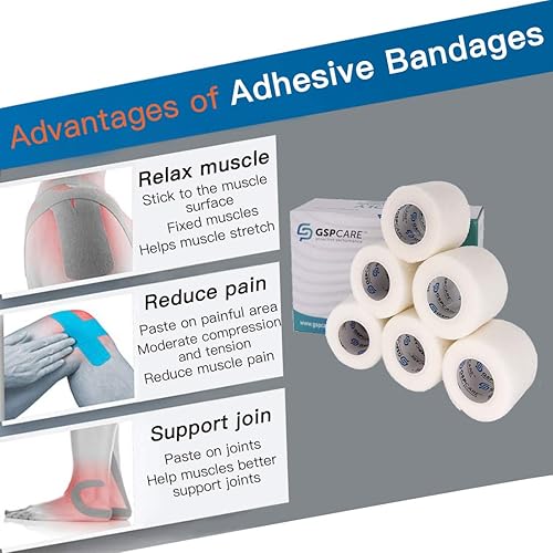 Miniatura 2 de Vendajes cohesivos autoadherentes, 24 unidades de 2 pulgadas x 5 yardas, cinta médica, rollos no tejidos adhesivos flexibles y transpirables de