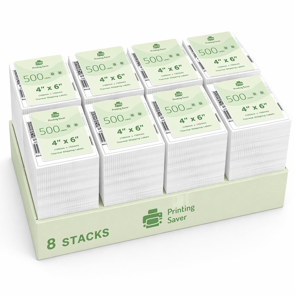 8 Pack 4x6 Shipping Labels (100x150mm), 500 Labels/Stack, Compatible with Zebra GK420D GX420D GK420T & Toshiba TEC B-SV4D B-SV4T, Citizen CLP Series, Eltron TLP2742 – Thermal Address Labels