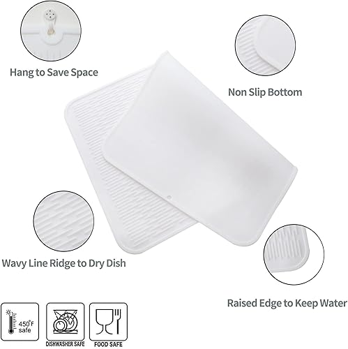 Miniatura 137 de Tapete de silicona para secado de platos para múltiples usos, fácil de limpiar, ecológico, resistente al calor, tapete de silicona para encimera