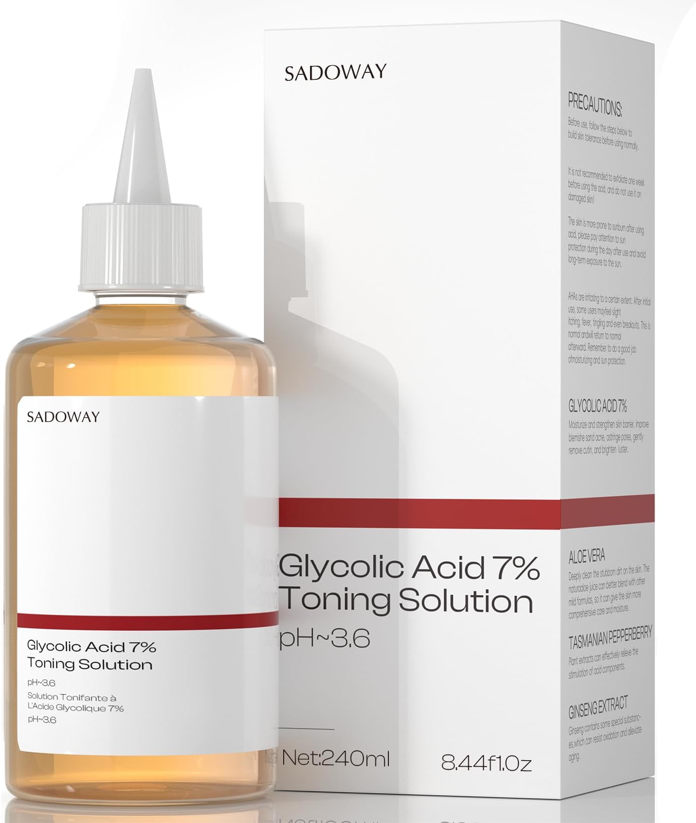 Glycolic Acid Toner: 240ml Glycolic Acid 7% Exfoliating Toner Toning Solution Which Soothes and Hydrates Skin