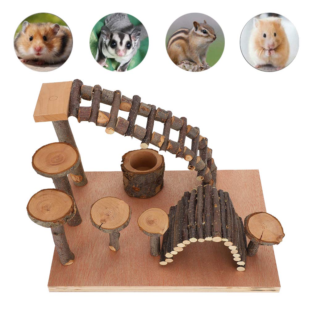 Kleine Haustier-Kletterleiter, natürliches Apfelholz, Fitness-Übungs-Futterspender, Kauspielzeug für Hamster (Apfelholzsäule Typ L)