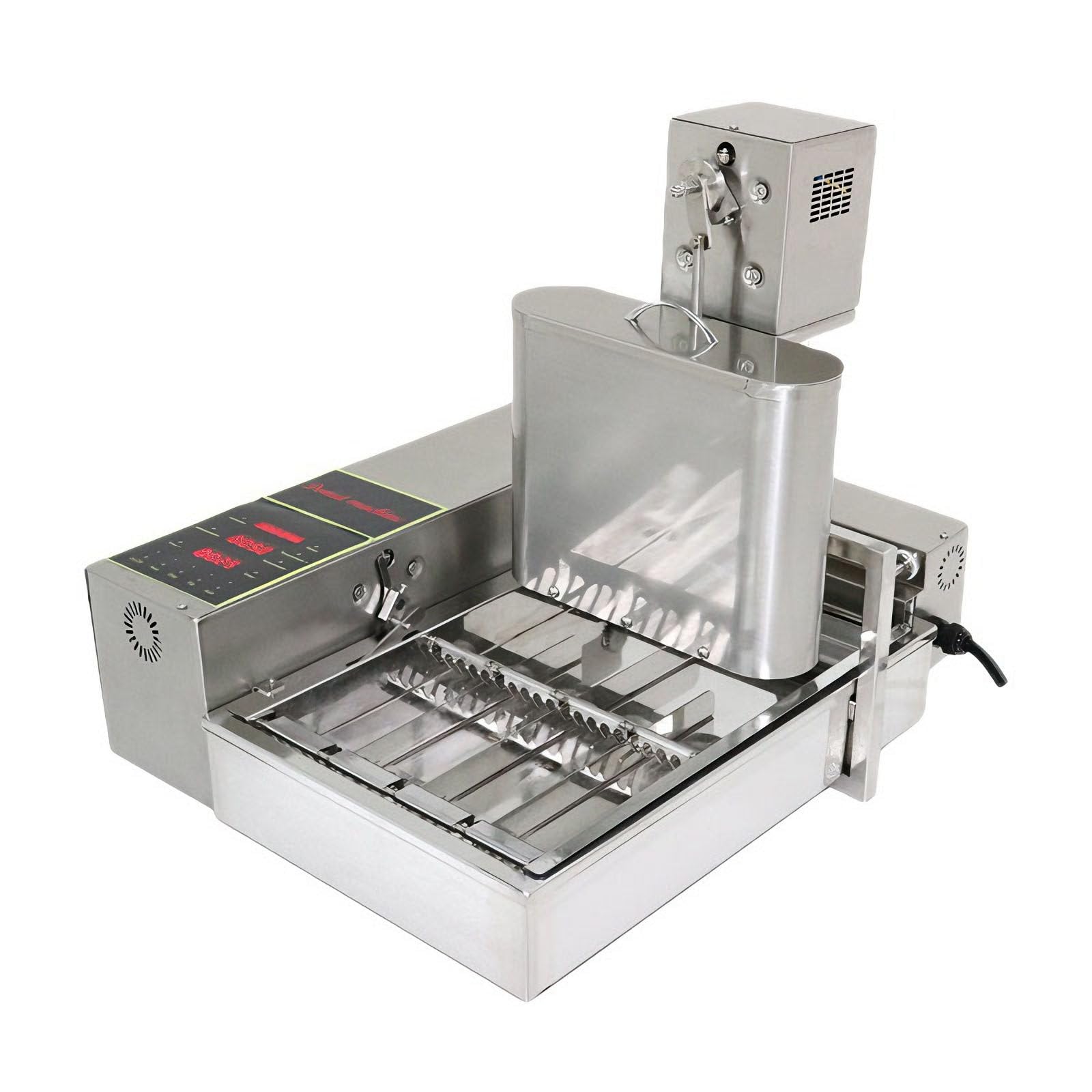 Machine à Beignets Automatique Commerciale 4 Rangées | 1800 Pièces/Heure | Trémie 5,5 L | Acier Inoxydable | Pour Boulangerie et Chariot Alimentaire