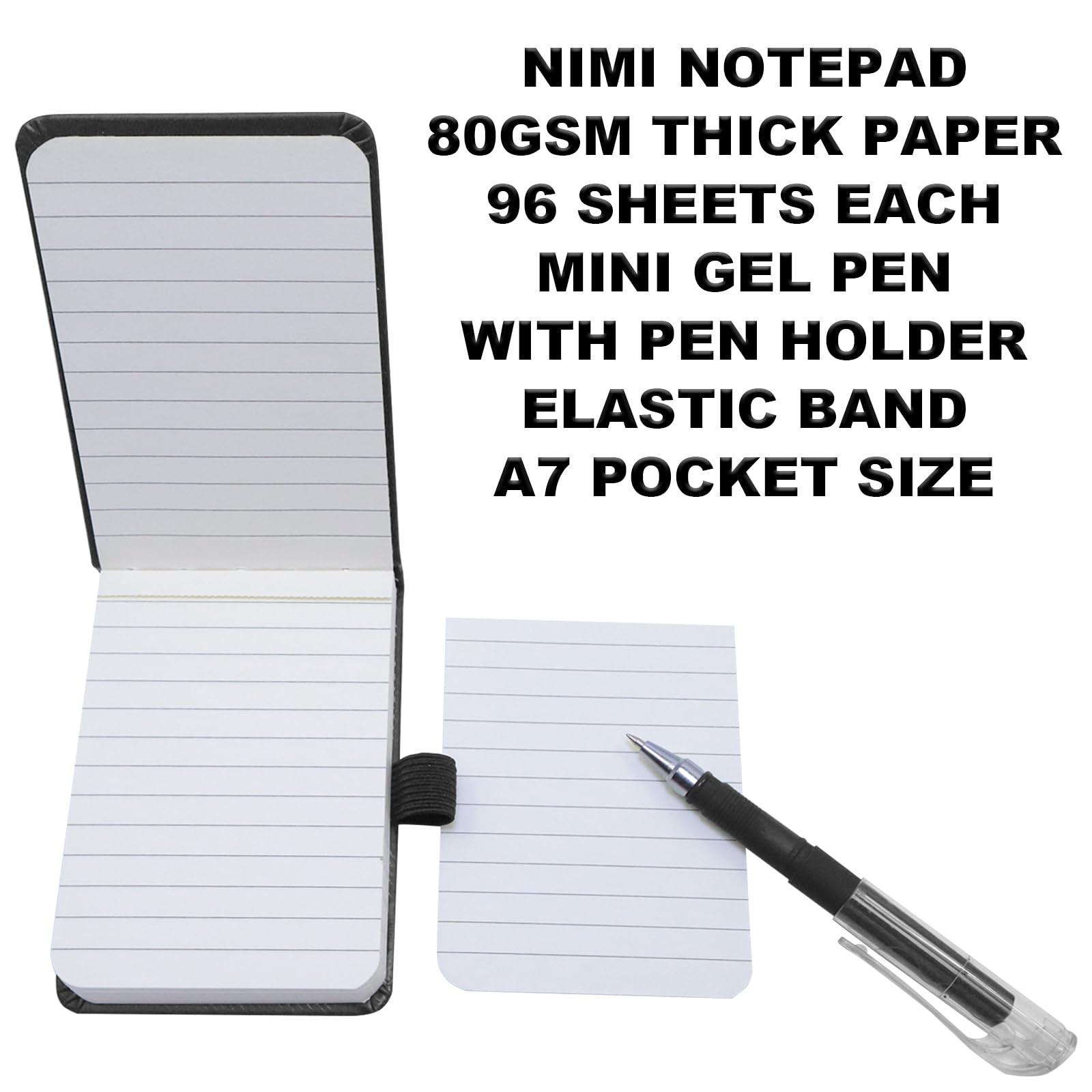 Mini taccuino con penna, formato A7, in pelle PU, copertina rigida, piccoli blocchetti per appunti, con fascia elastica, per infermieri, ufficio, scuola, giornalisti e diario di viaggio, confezione da
