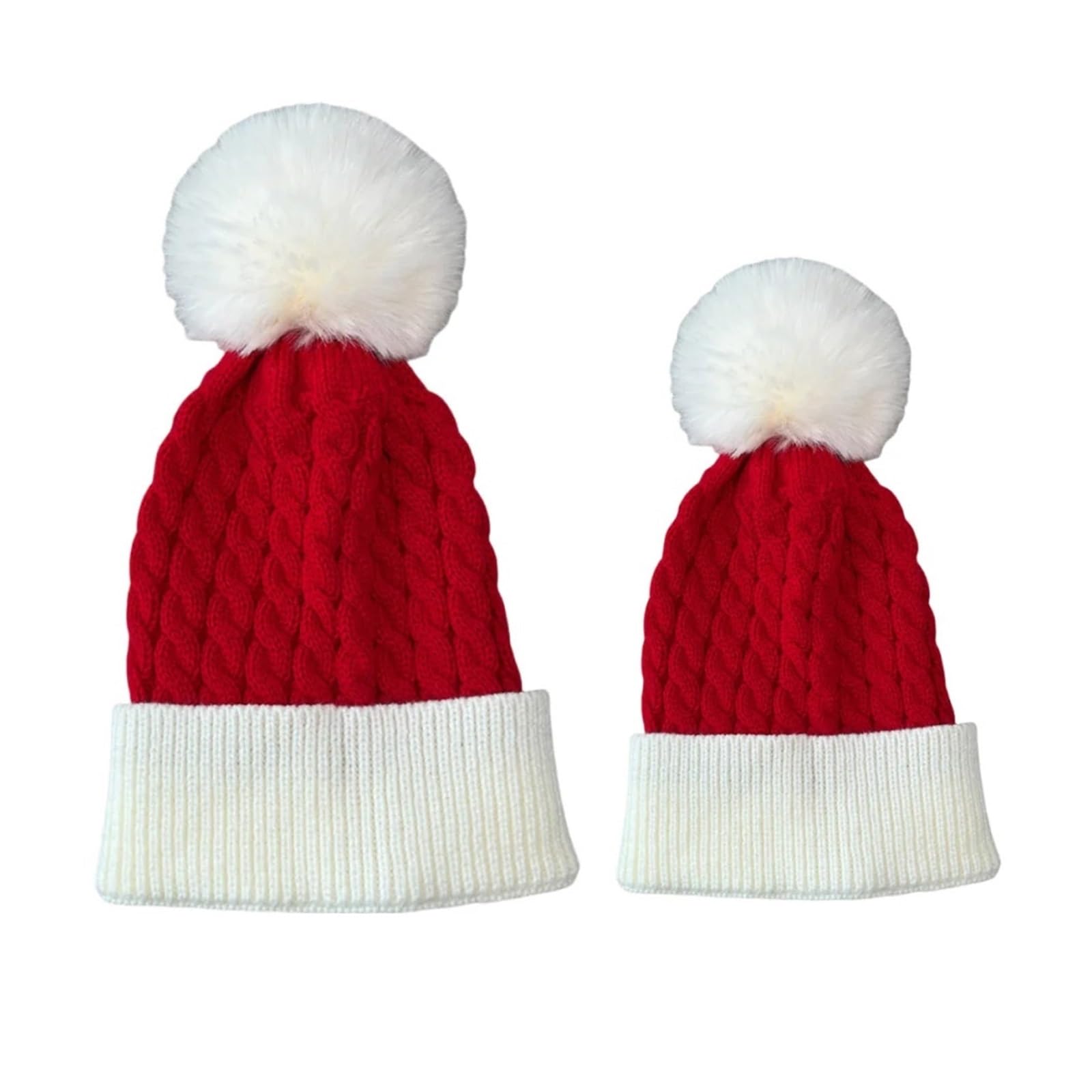 Weihnachts Strickmütze Beanie Mit Flauschigen Bällen Für Kinder Erwachsene