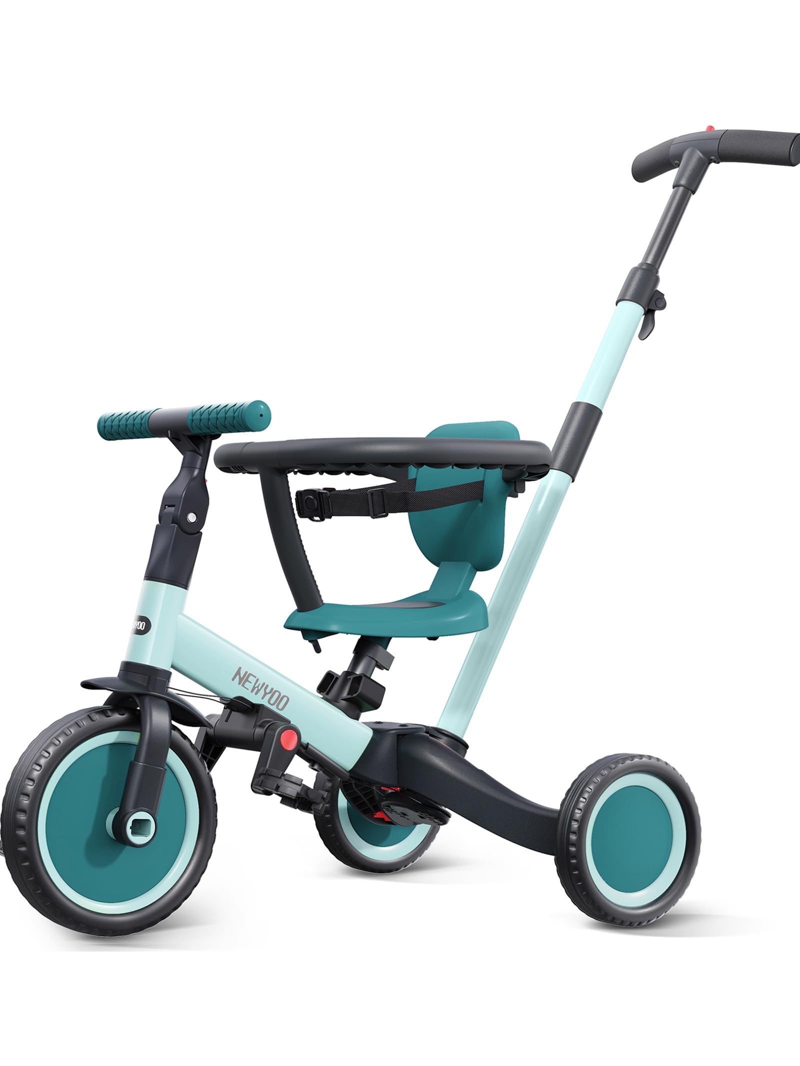 newyoo Trike with Parent Handle, Toddler Bike for 1-3 Year Old, Baby Balance Bike, Birthday Gift & Ride-On Toy for Boy & Girl, 5 in 1 Kids Tricycle, Baby Bike with Safety Belt, TR008, Dark Green