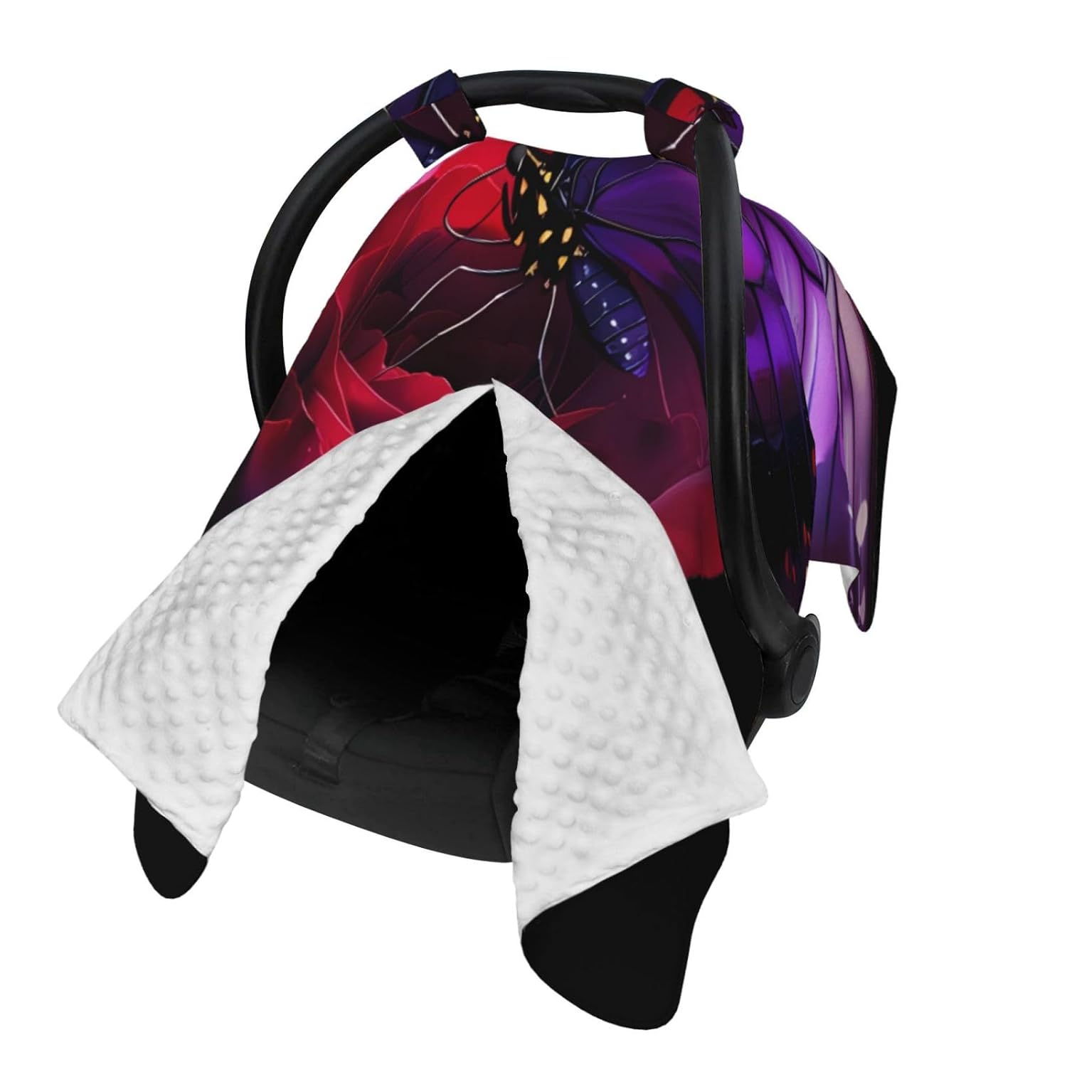 Purple Butterfly Red Rose Baby Car Seat Cover & Breastfeeding Nursing Cover - Breathable Stretch Fabric Multi-Use Nursing Cover for Breastfeeding