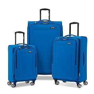 Samsonite Saire LTE Softside Expandable Luggage with Spinner Wheels, 3-Piece Set (20/25/28), Caribbean Blue