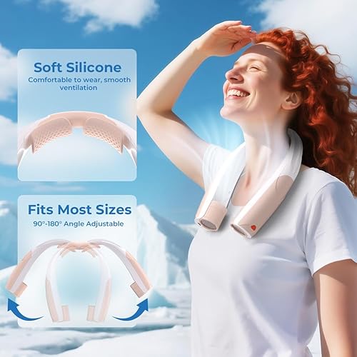 Miniatura 4 de Ventilador de cuello para exteriores de 8000 RPM Hurricane Wind, ventilador personal portátil recargable, batería probada 20 horas, 6 velocidades de