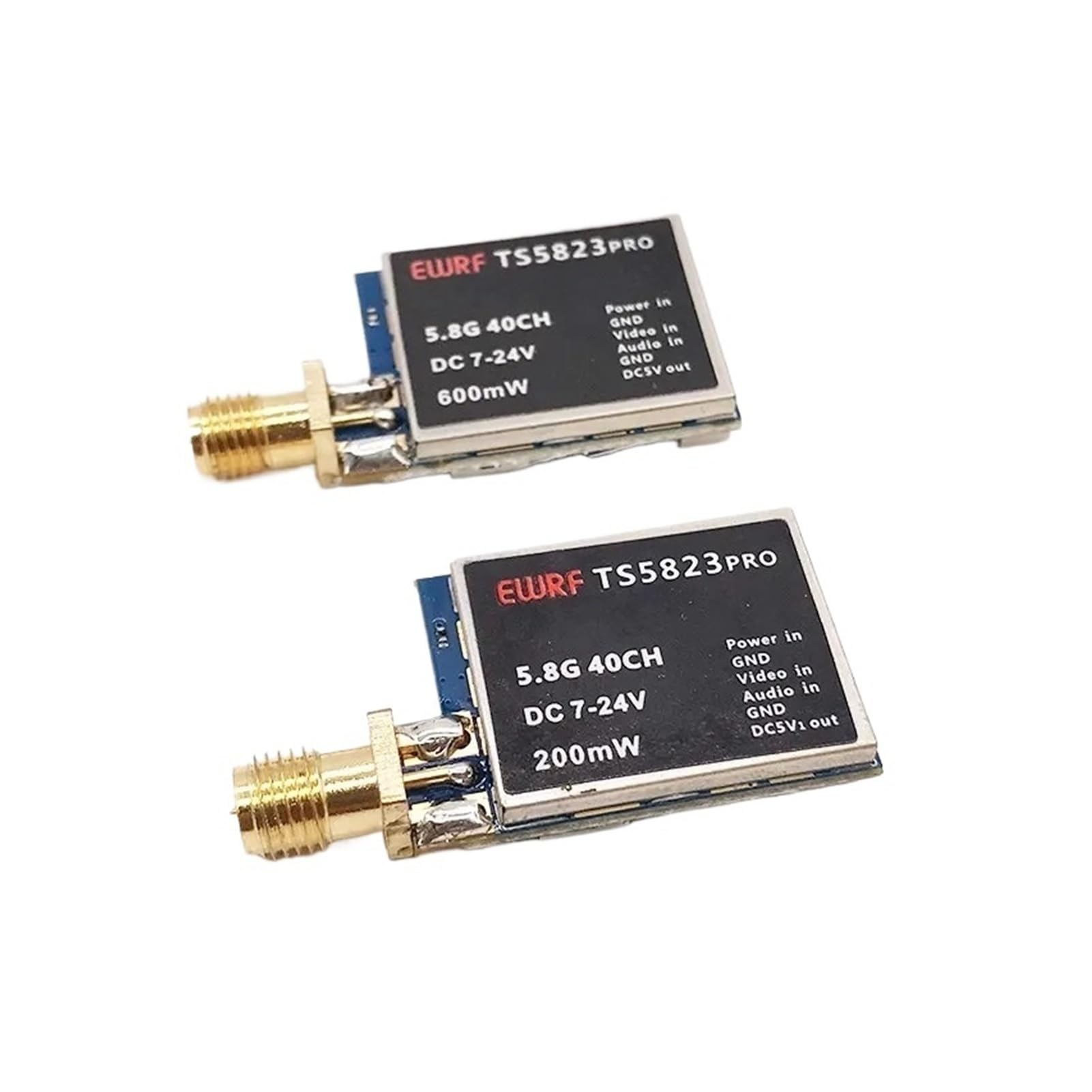 Set FPV TS5823Pro 600mW Video Trasmettitore 5.8GHz 40CH e CMOS 1/3 1800TVL Mini FPV Camera 2.1mm, compatibile con modello di drone da corsa RC