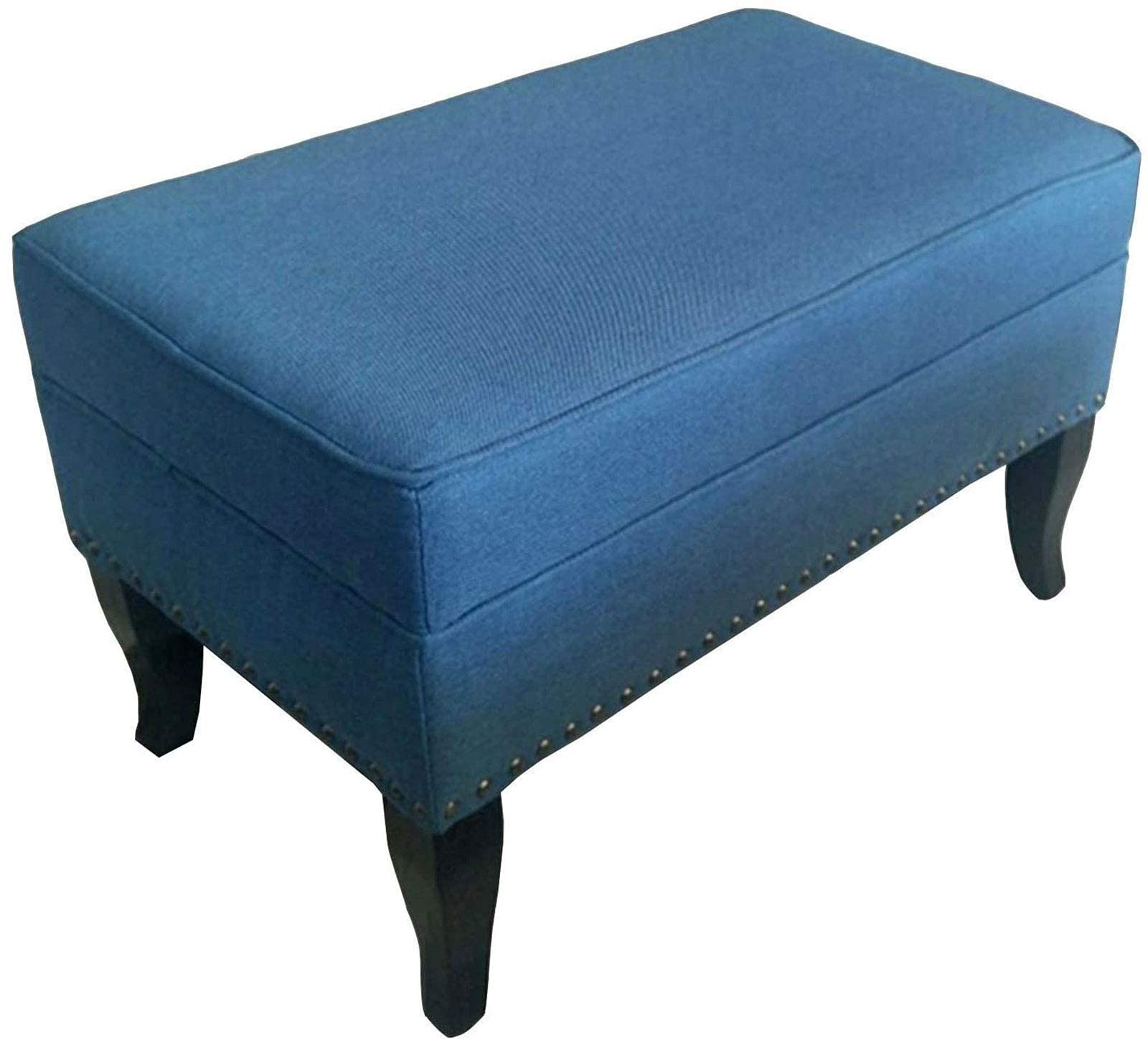 Banco otomano de arpillera con zapatero para tocador de color lino blanco grisáceo 60x40x42 cm