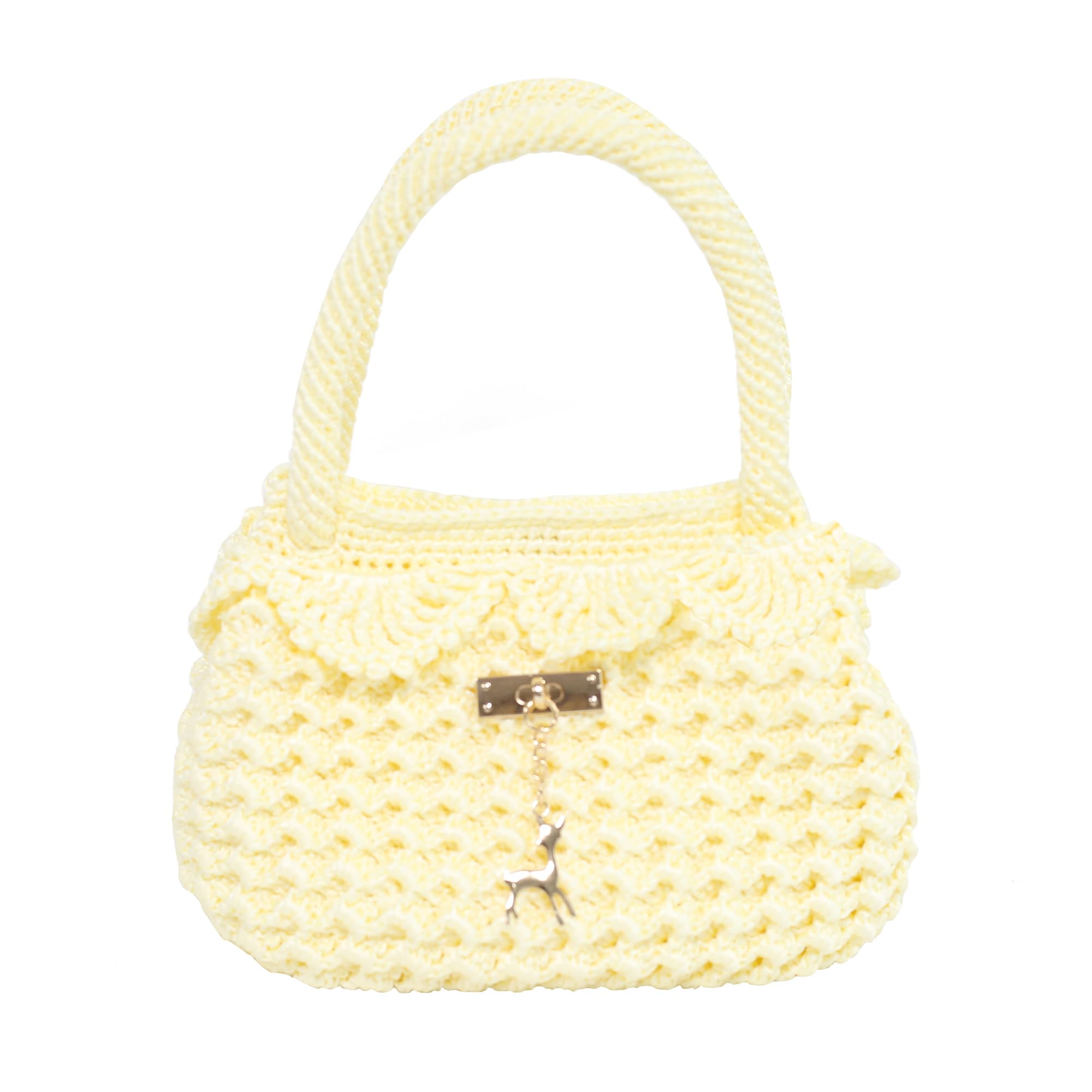 OCCIENTEC Damen Handtasche mit Magnetverschluss Kleine Gewebte Tragetasche für Damen mit verstärktem Boden Handgestrickte Tasche Gehäkelt Handgelenkstaschen