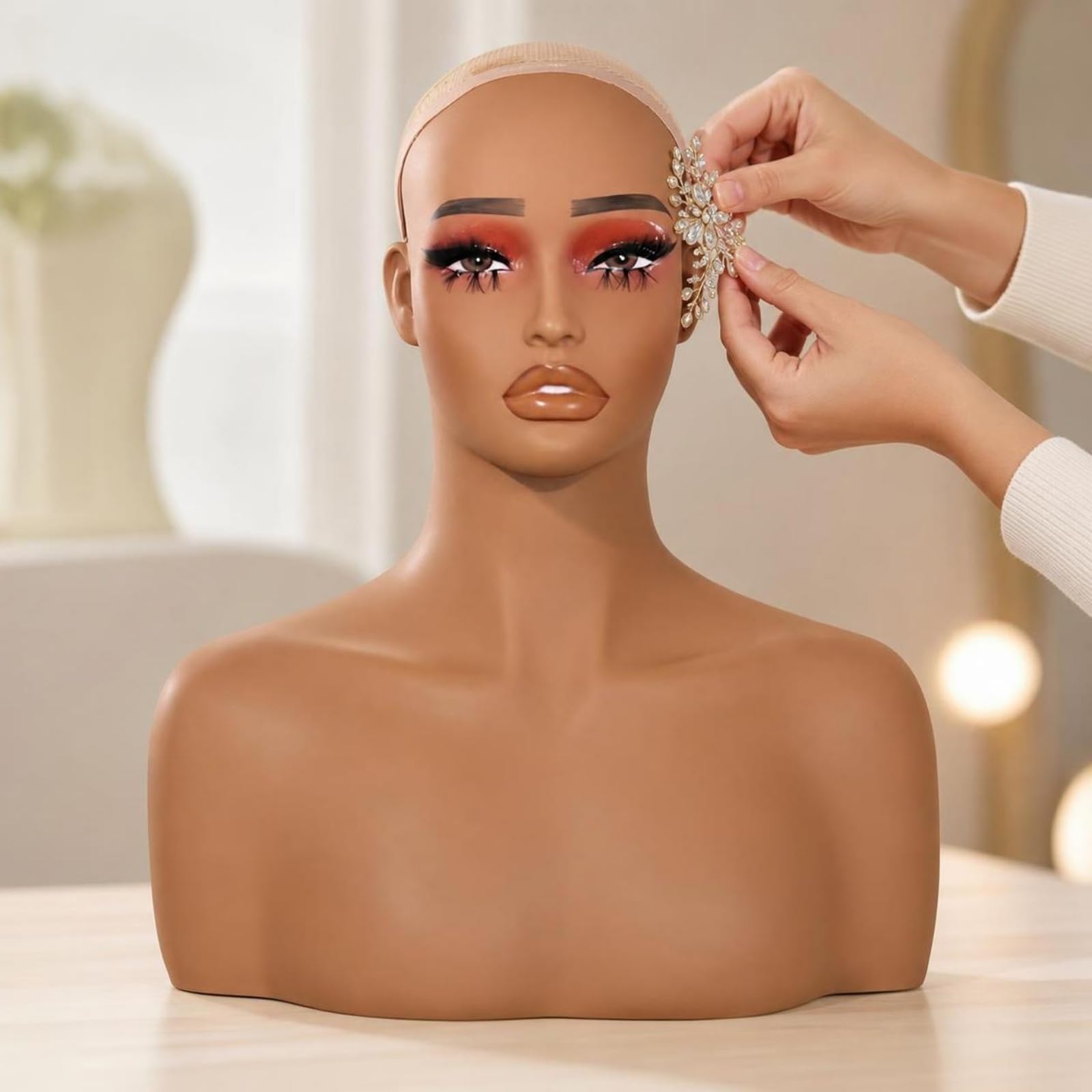 perfk Busto Expositor con Hombros Estable Busto Maniquí Cabeza Maniquí con Hombros para Peluquerías
