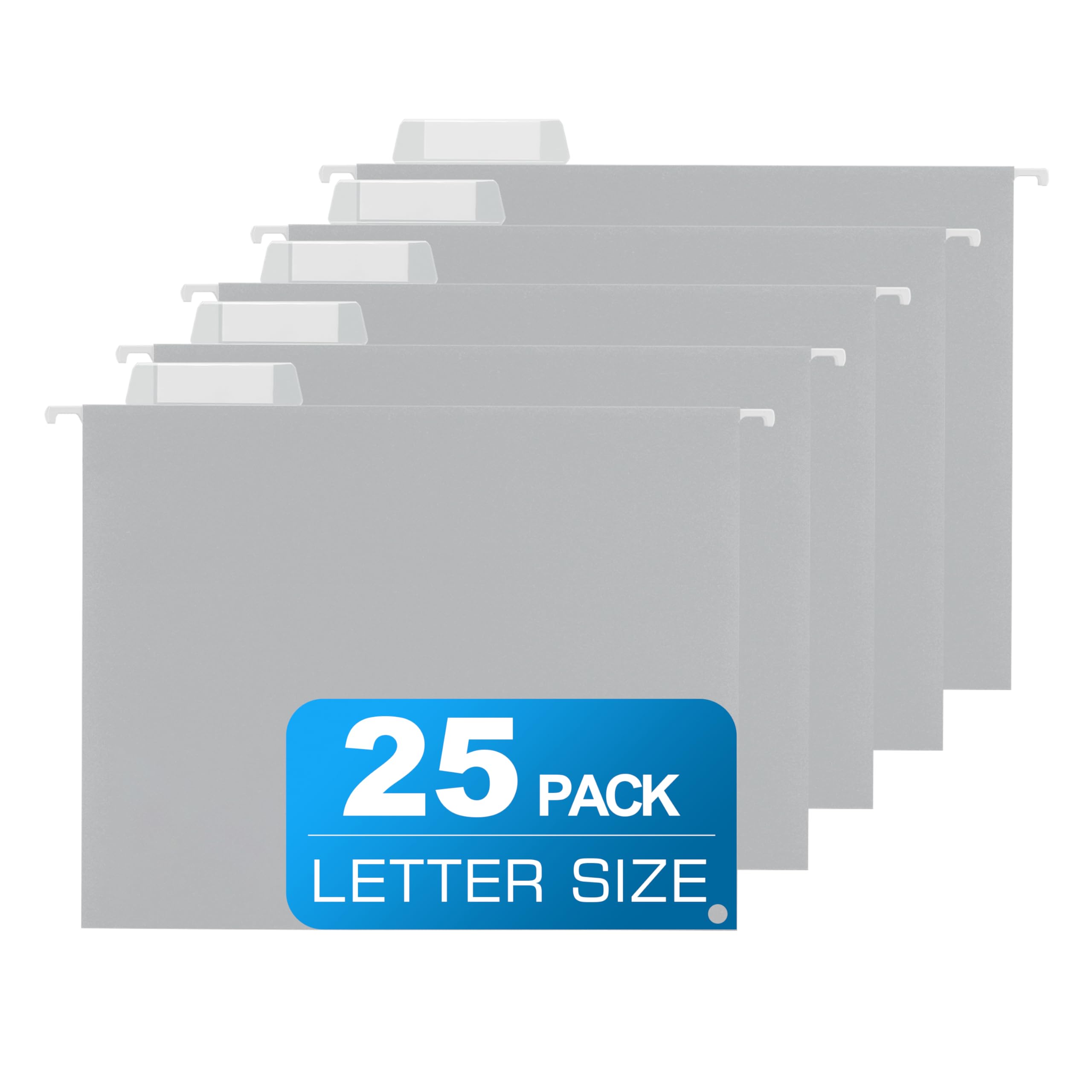 25 Packs Hanging File Folders Grey,Letter Size 8.5x11, Hanging File Folders with 1/5-cut Tabs,File Folders for Filing Cabinet,Ideal Office,School