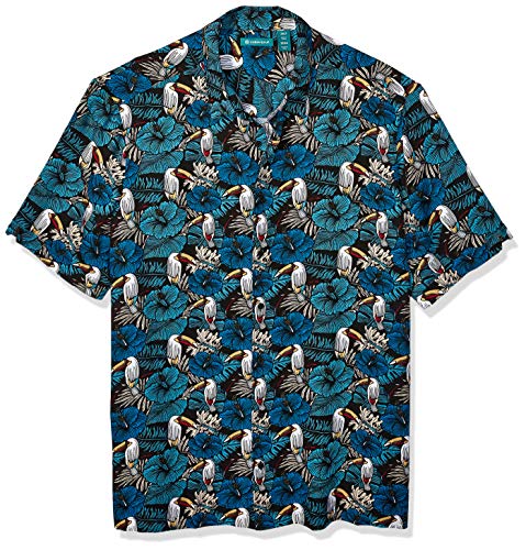 Cubavera Men's Big Tropical Toucan Print Shirt, Larkspur, 4X Large Tall