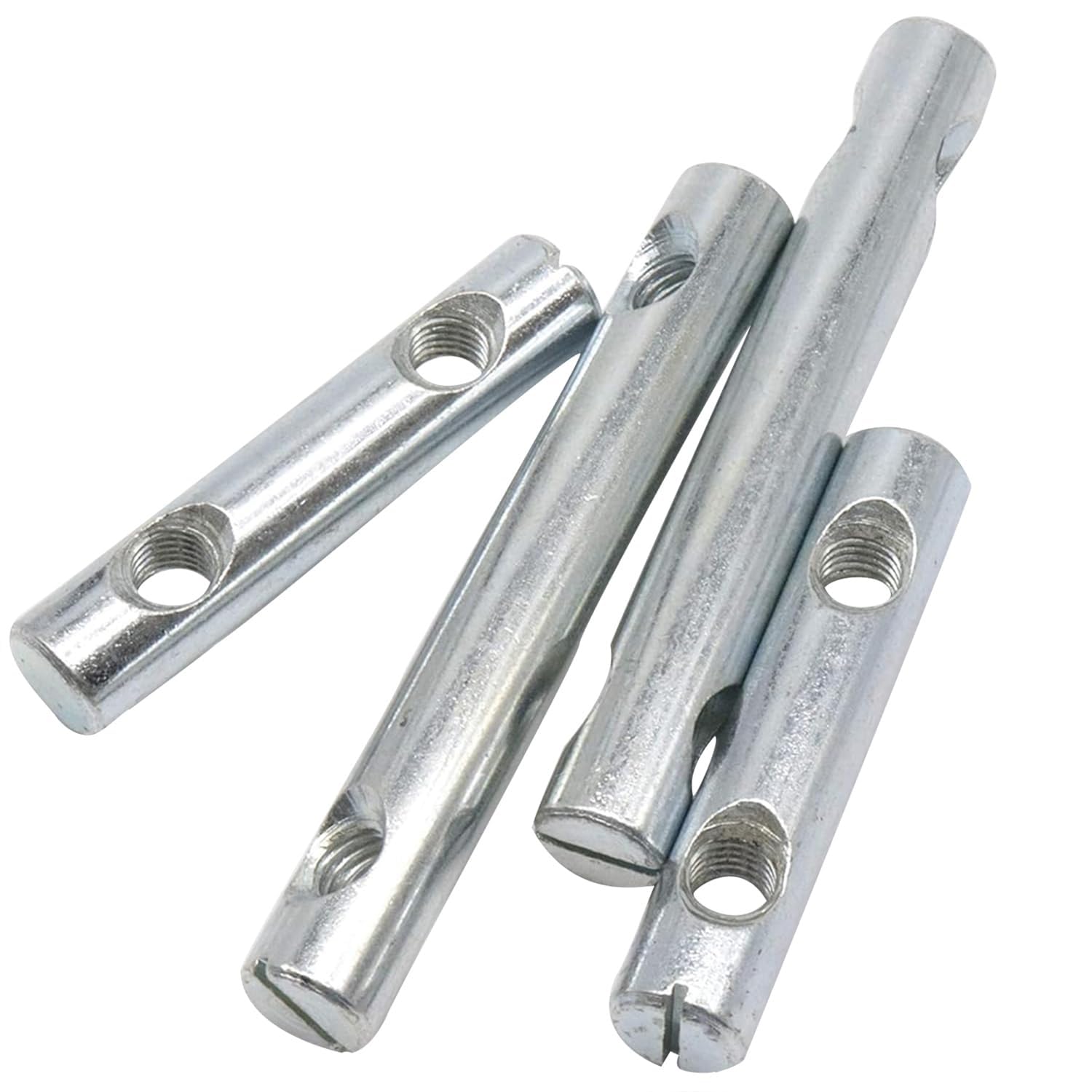 Embedded Nut Barrel Bolts,4Pcs M6/M8 Furniture Cross Dowel Slotted Long Double Dual Hole For Bolt Fitting Bed Cabinet Insert(M8x12x45mm)