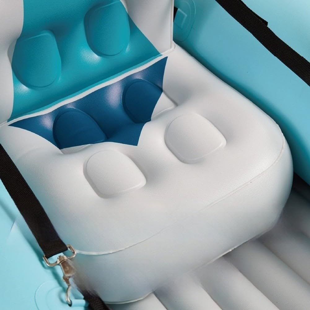 Aufblasbares Kajak-Sitzkissen mit Rückenlehne für Aqua Marina Betta 26, PVC-Angelstuhlpolster, 37 x 30 cm, Blau-Weiß, ergonomische Unterstützung