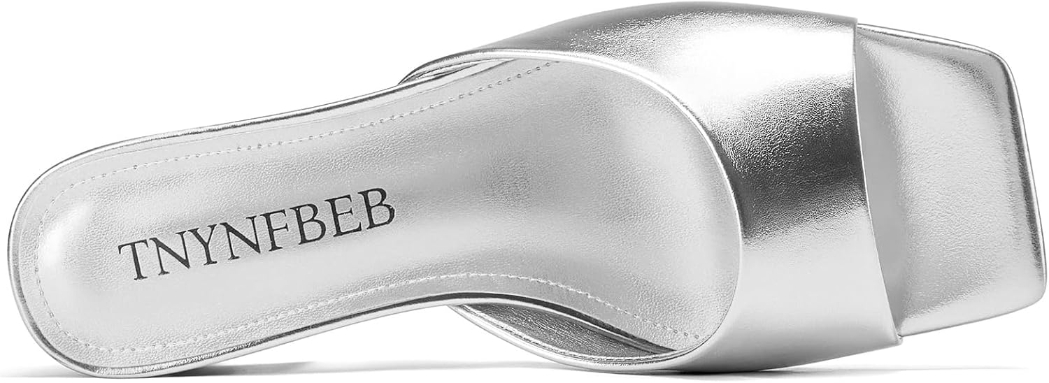 TNYNFBEB Womens Chunky Block Low Heel Open Toe Sandals Mules Shoes Slingback Prom Party Dress Basic Classic Summer 1.4 Inches Heels - Image 6