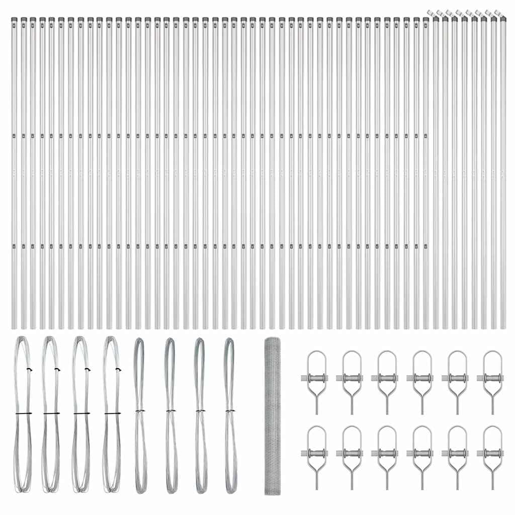 Fence Post Silver 100 x 1.5 m (25 mm Mesh) Steel Garden Fencing Posts Outdoor Corrosion Resistant Security Barrier Set for Yard Terrace Pets Enclosure 1 Fence 104 Posts
