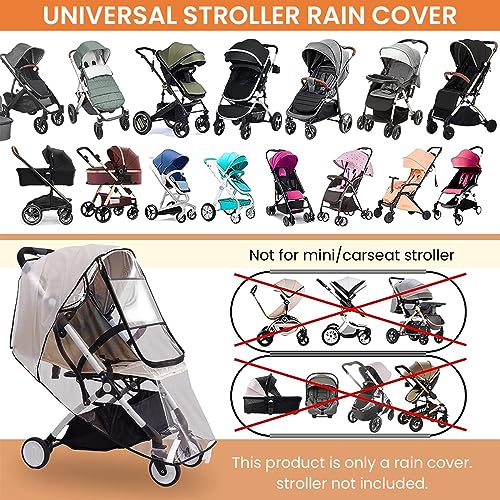 Image of SNOWIE SOFT Baby Stroller Rain Cover Universal Waterproof Windproof Rainproof Stroller Cover for Winter with Open Window, Baby Stroller Cover Protect from Sun Dust Snow, EVA Stroller Accessories