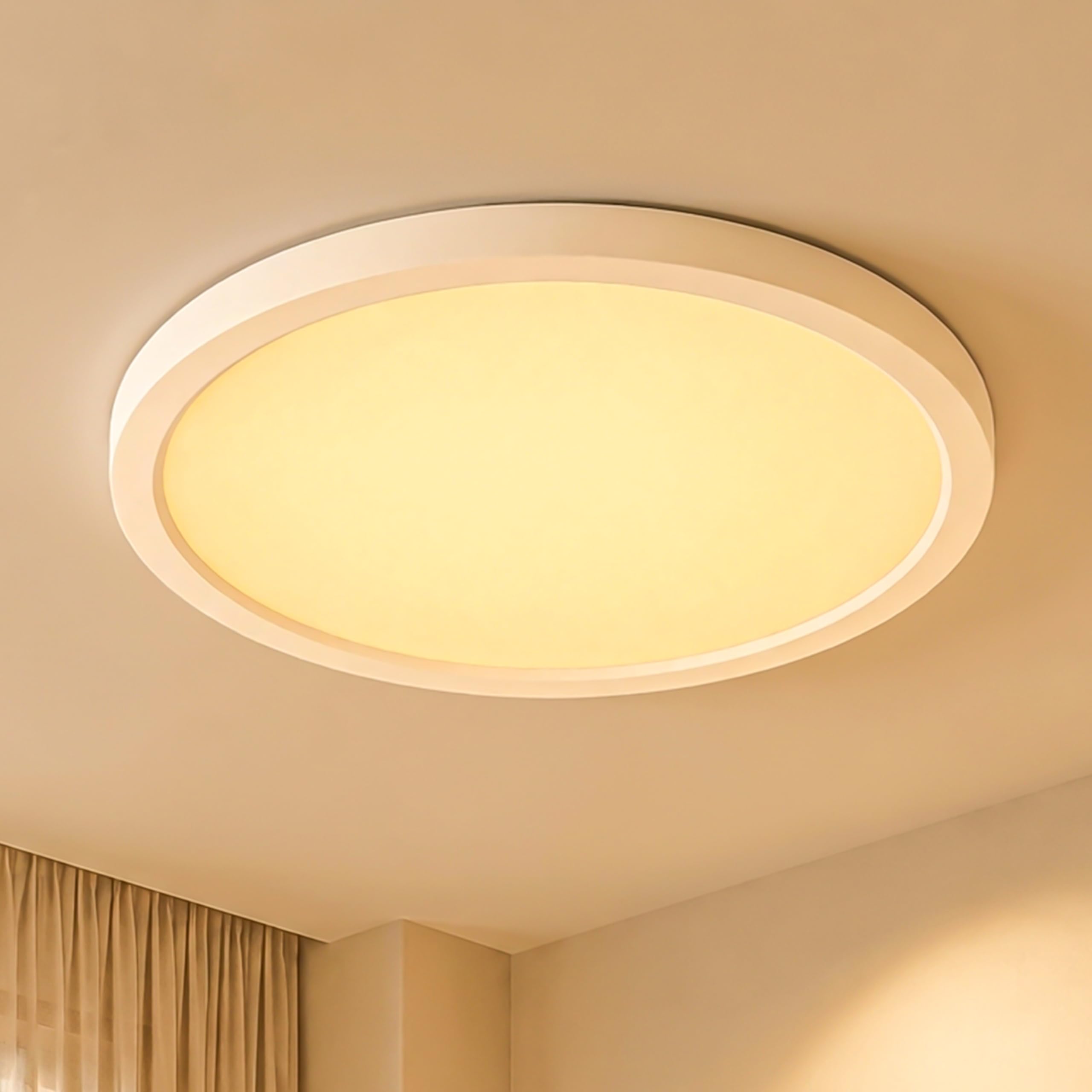 LQWELL® LED Plafoniera, IP44 Impermeabile Lampada da Bagno Rotonda Piatta 36W 3000K 4320LM Moderna Lampada Semplice Sottile per Soggiorno Camera da Letto Cucina Seminterrato Ufficio, 400 * 18mm