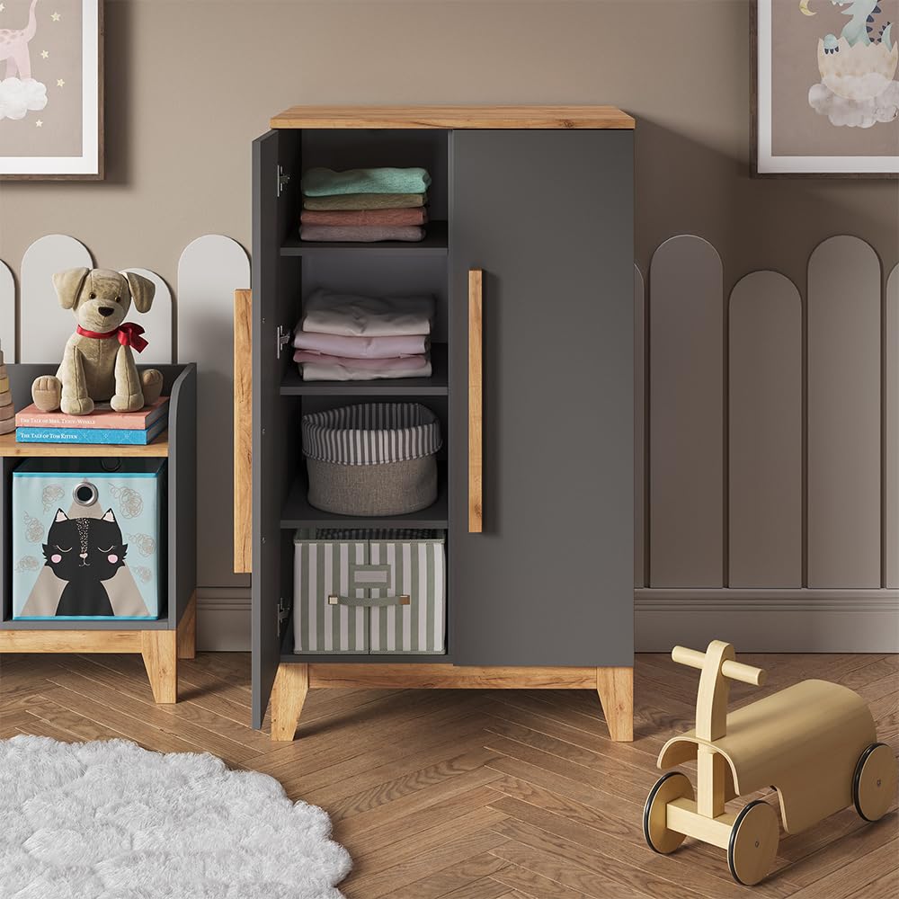 VitaliSpa Armario Infantil Malia, Gris/Artisan, 70 x 120 cm, para Guardar Ropa Infantil y combinable