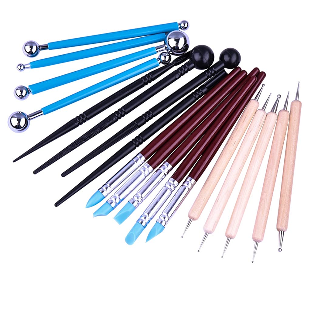 MYUYEE 18Pcs Clay Tool Sculpture Modeling Tools Ball Stylus Dotting Tools For Pottery Sculpture Rock Painting Mandala Art Carving Tool