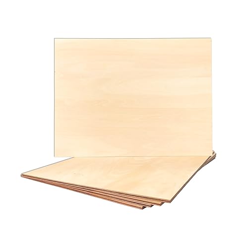 Paquete de 5 hojas de tilo sin terminar de 12 x 16 x 316 pulgadas de grosor, paneles rectangulares de madera para quemar con láser, manualidades de