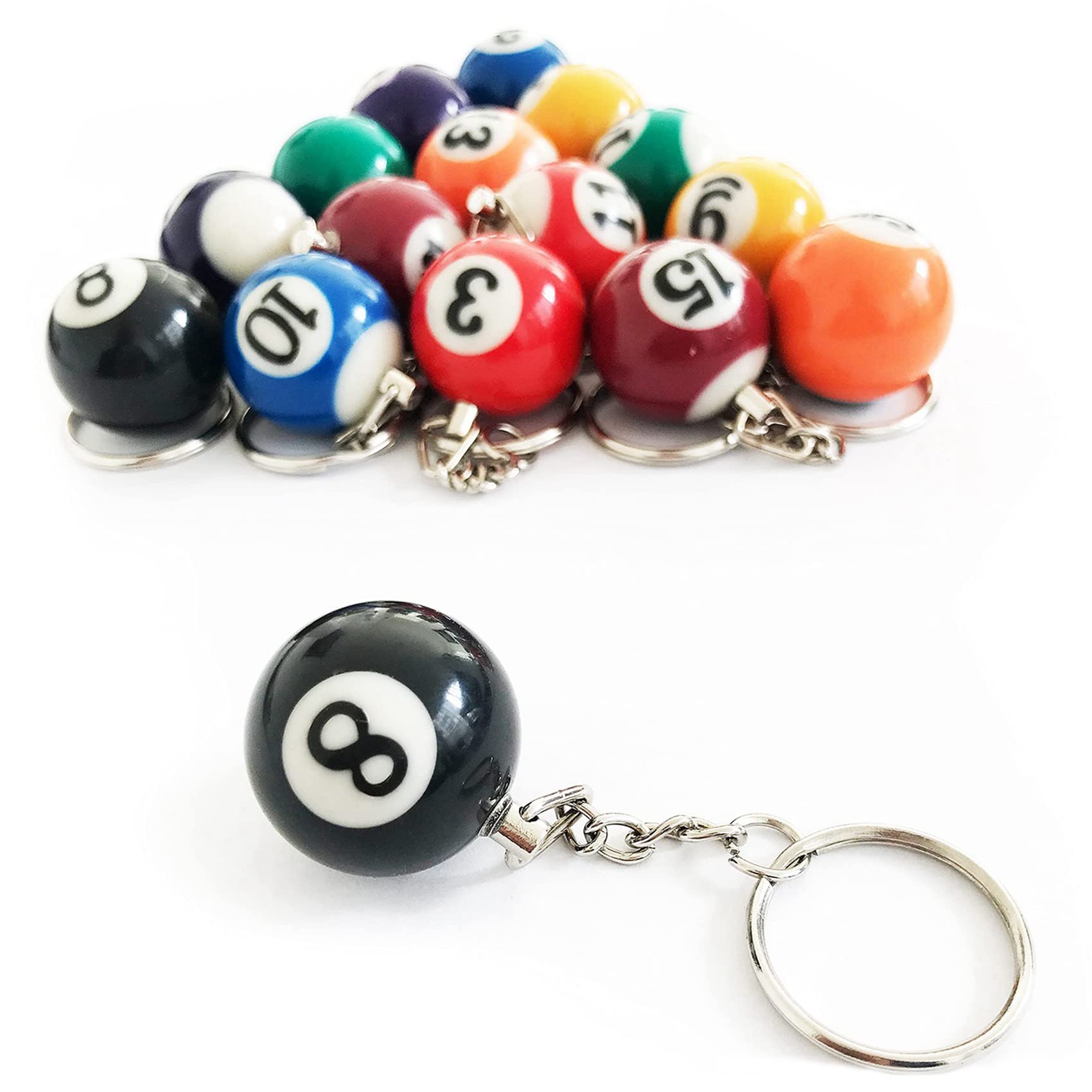 biyan de 64 llaveros coloridos de bola de billar, bolas de , accesorios de de billar de ocho bolas