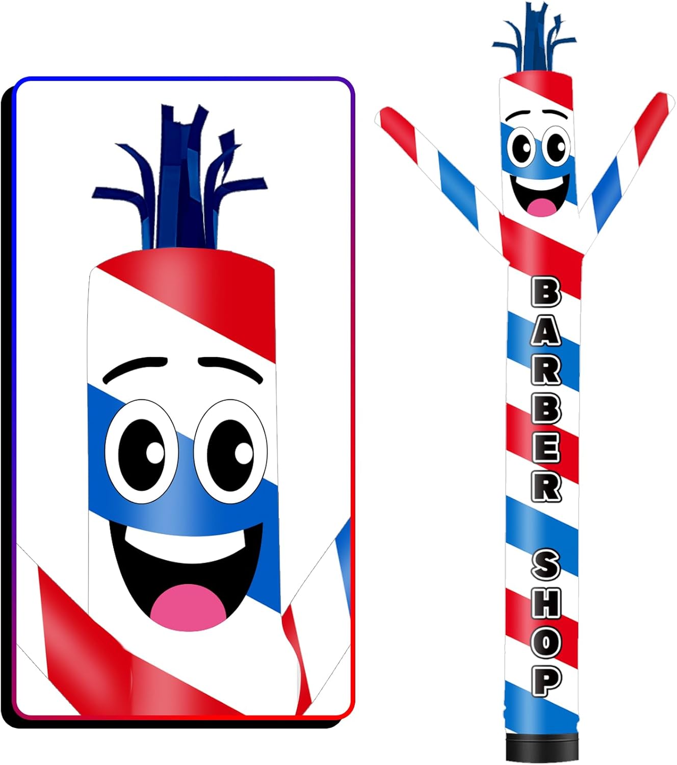 15FT Tall Inflatable Tube Man Barber Shop Wacky Wavy Dancing Guy (18''Diameter) for Outdoor Decoration Advertising Business Promotion (Blower Not Included) Red & Blue-15FT