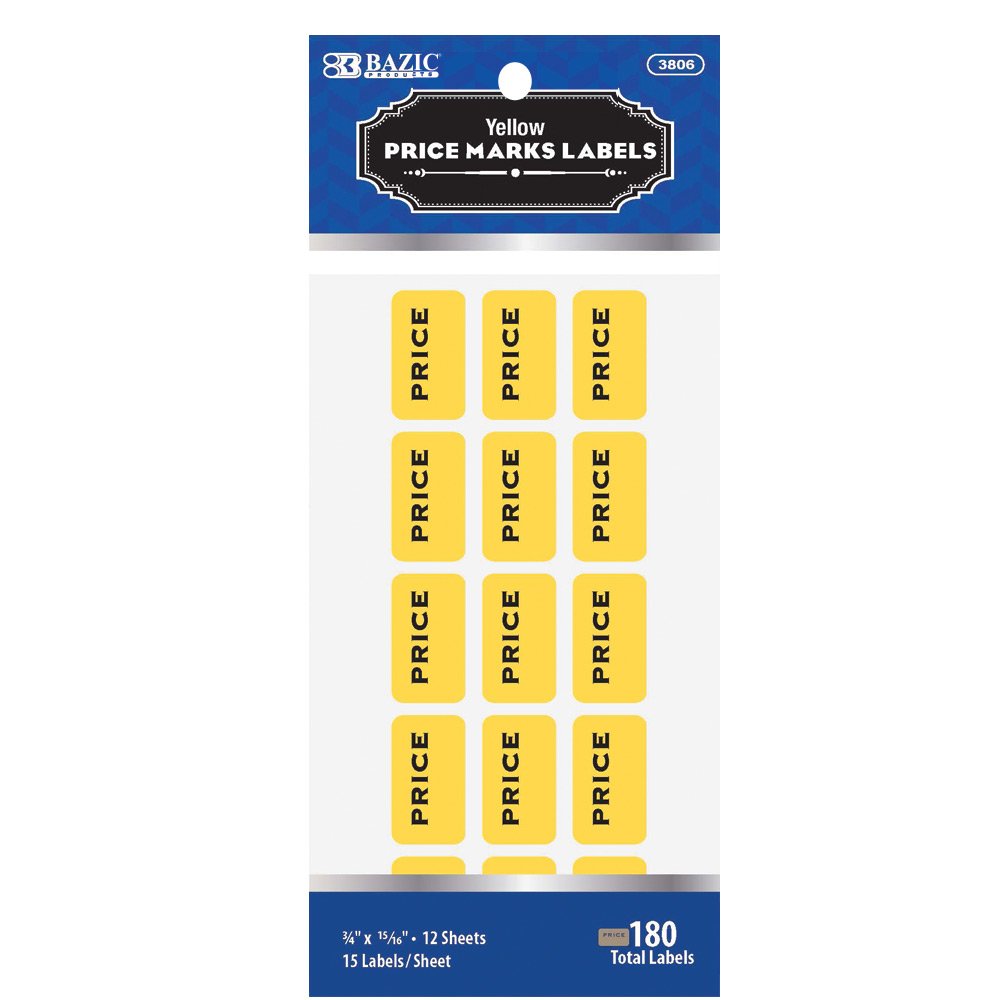 BAZIC ProductsYellow Price Mark Label (180/Pack)