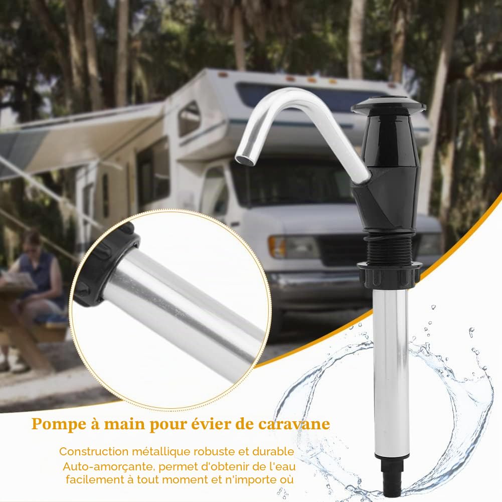 Robinet de pompe à main pour évier, évier, évier, pompe à main double action pour camping, remorque, camping-car, véhicules de travail (noir)