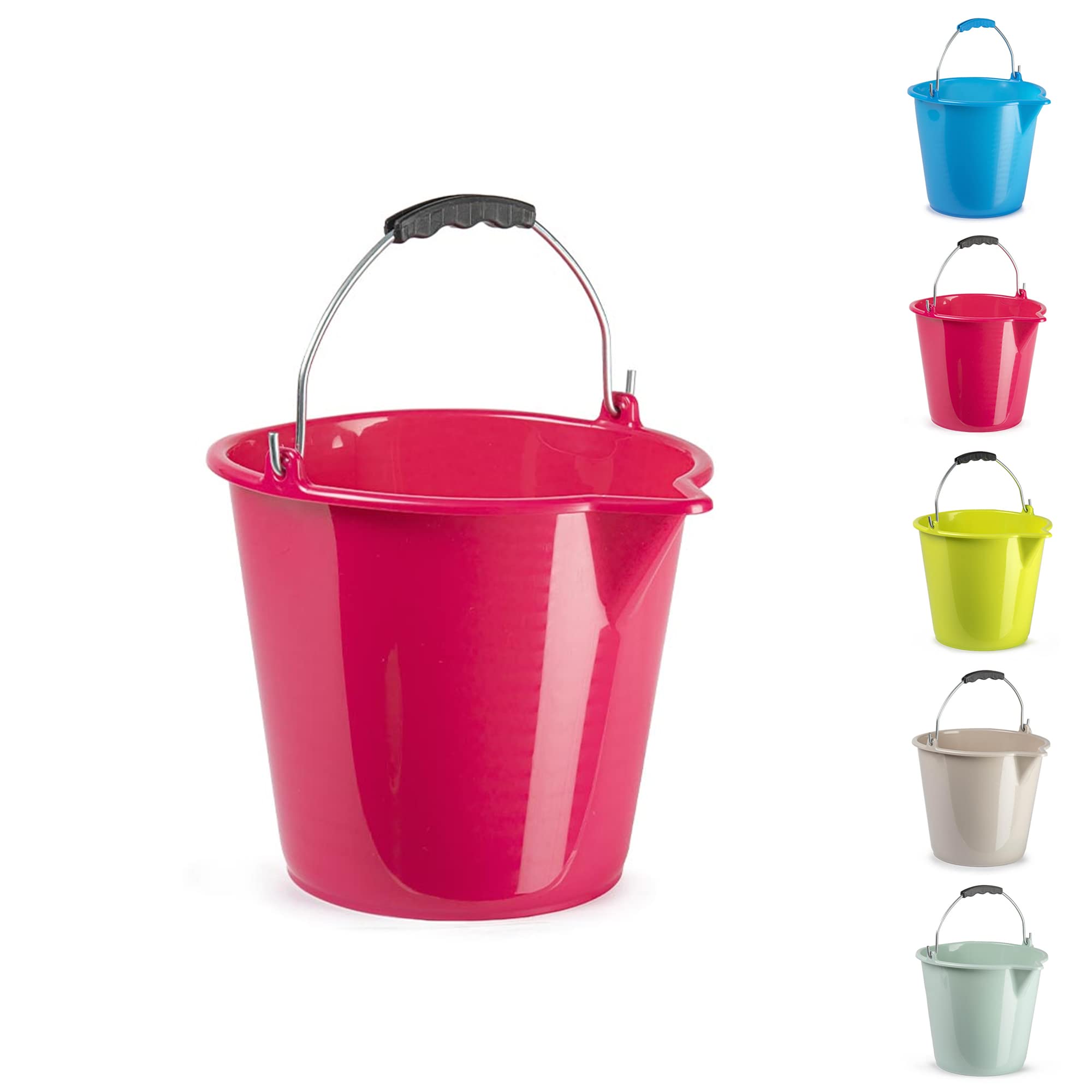Plastific Fuchsia 9L Multipurpose Plastic Bucket With Handle With Pouring Spout