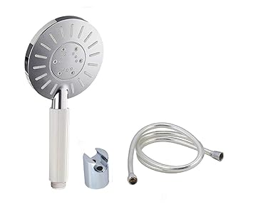 ANMEX Adjustable White Rain Spray Hand Shower with 1mtr ABS Shower Tube and Wall Hook (Chrome Finish)