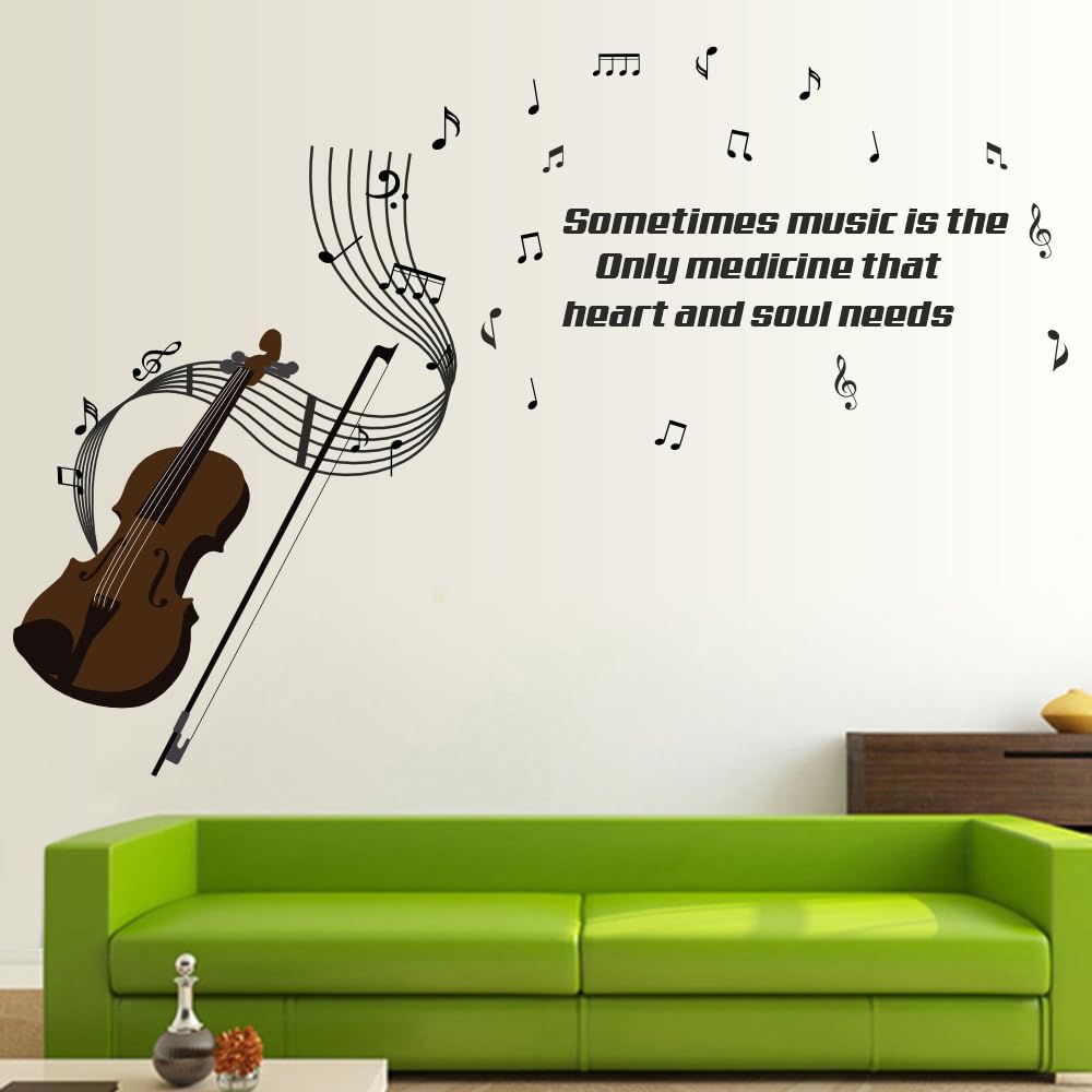 CAVE ART  Violin with Musical Notes International Music Quote Decal Wall Stickers for Home  - CA253 (PVC Vinyl - 150 cm X 100 cm) (B0CH5FP4WC) Amazon Price History, Amazon Price Tracker