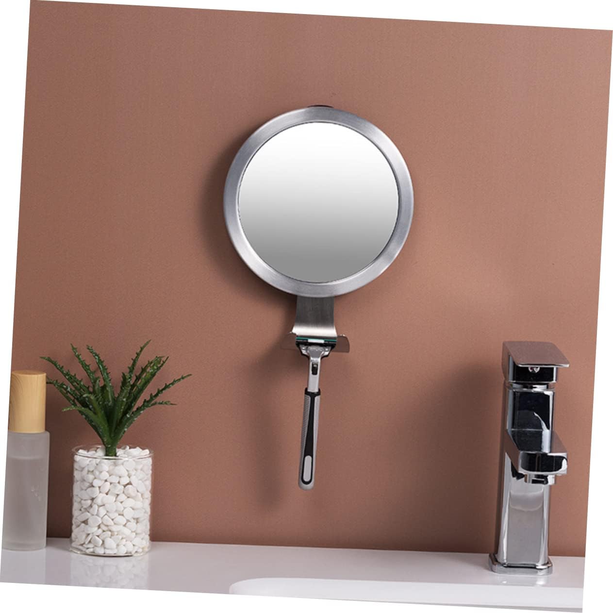 Anti Fog Shower Mirror with Hook, Bathroom Round Silver