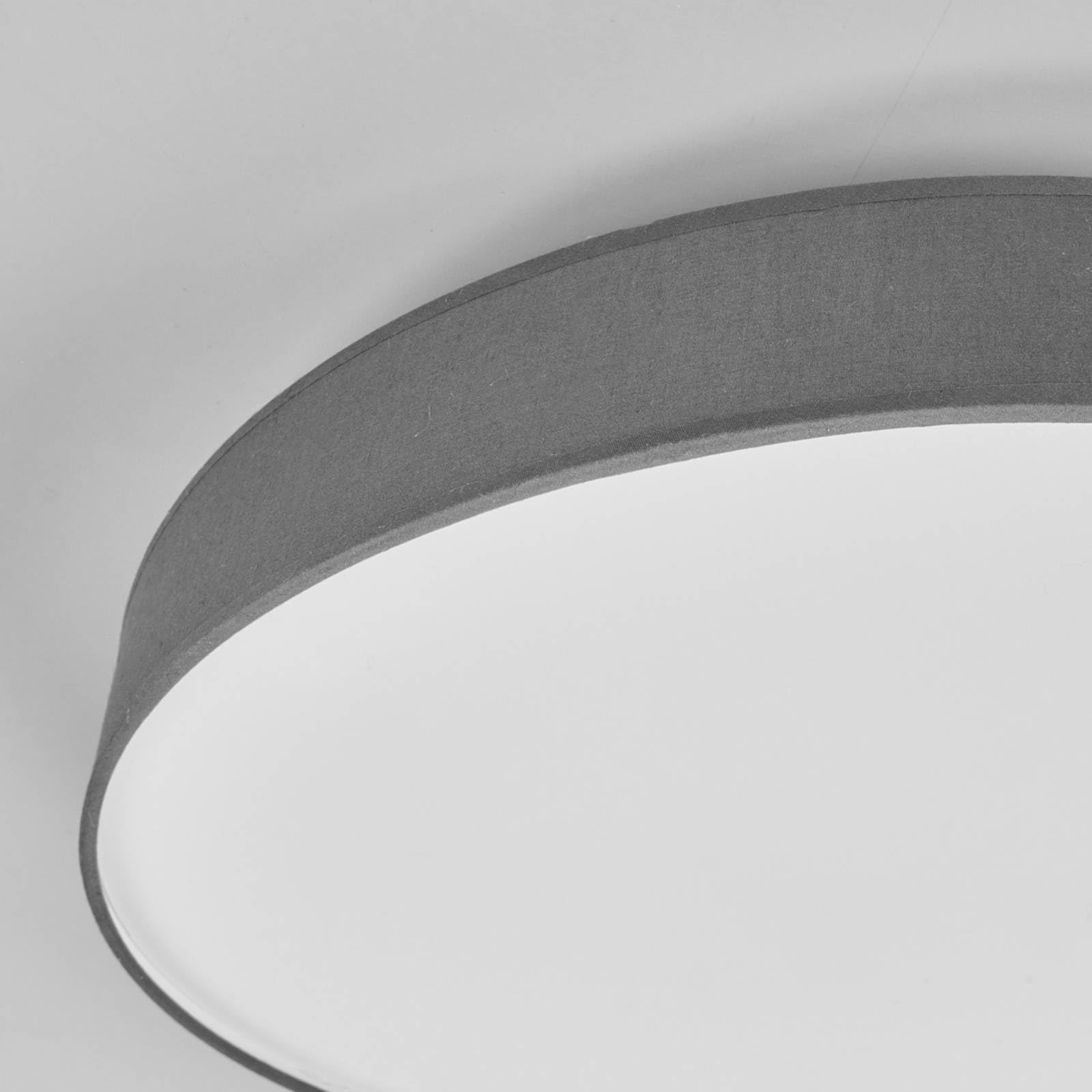 Lindby LED Lámpara de techo Saira (Moderno) en Gris hecho Textura, Tela Tejido Seda e.o. para Salón & Comedor (1 llama, lámpara textil