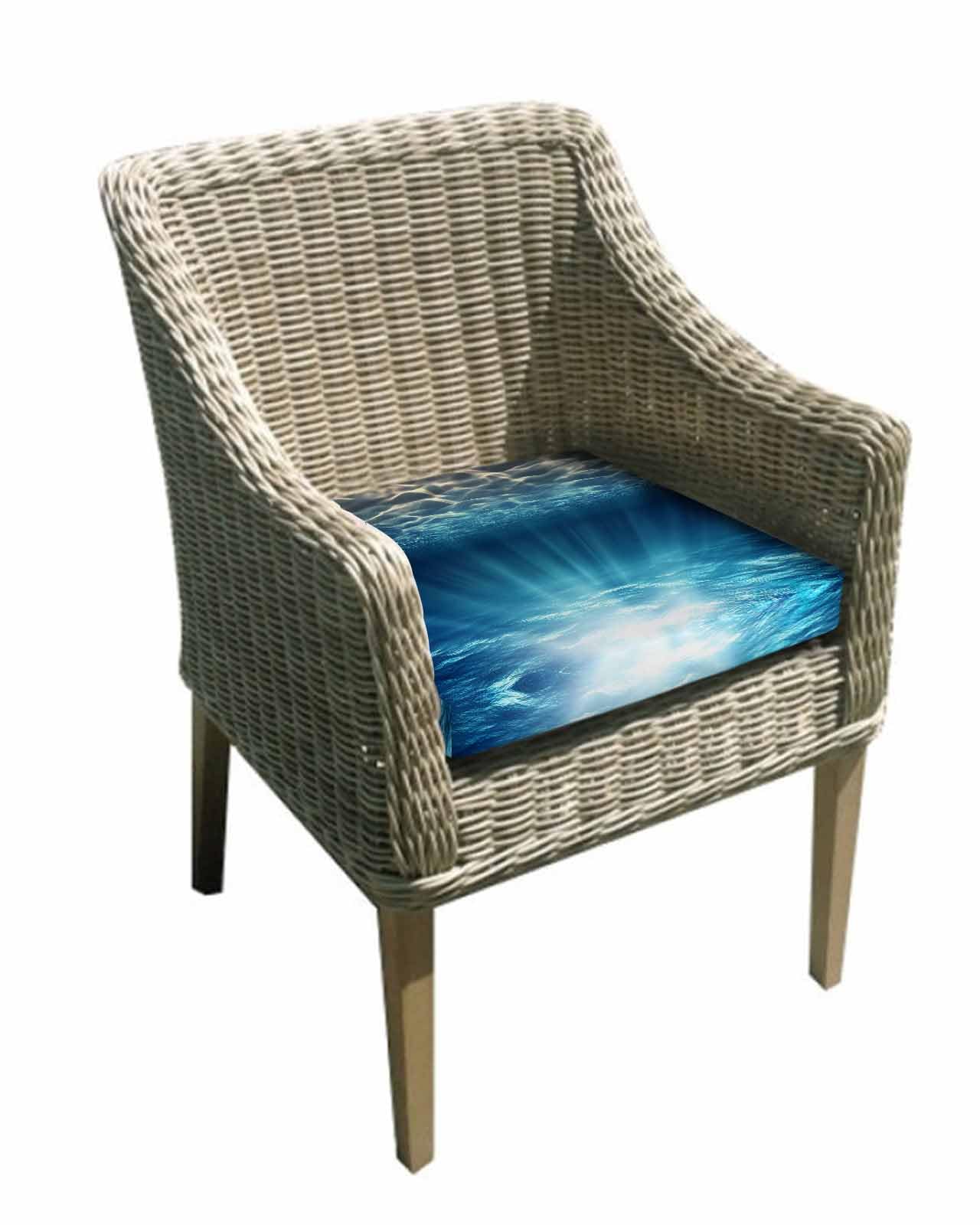 2 Pack Ocean Blue Waterproof Cushion Covers with Ties, Outdoor Patio Chaise Lounge Chair Seat Cushion Slip Covers Replacement(Only Cover) Underwater Sun Light Coastal Sea Scenery 20