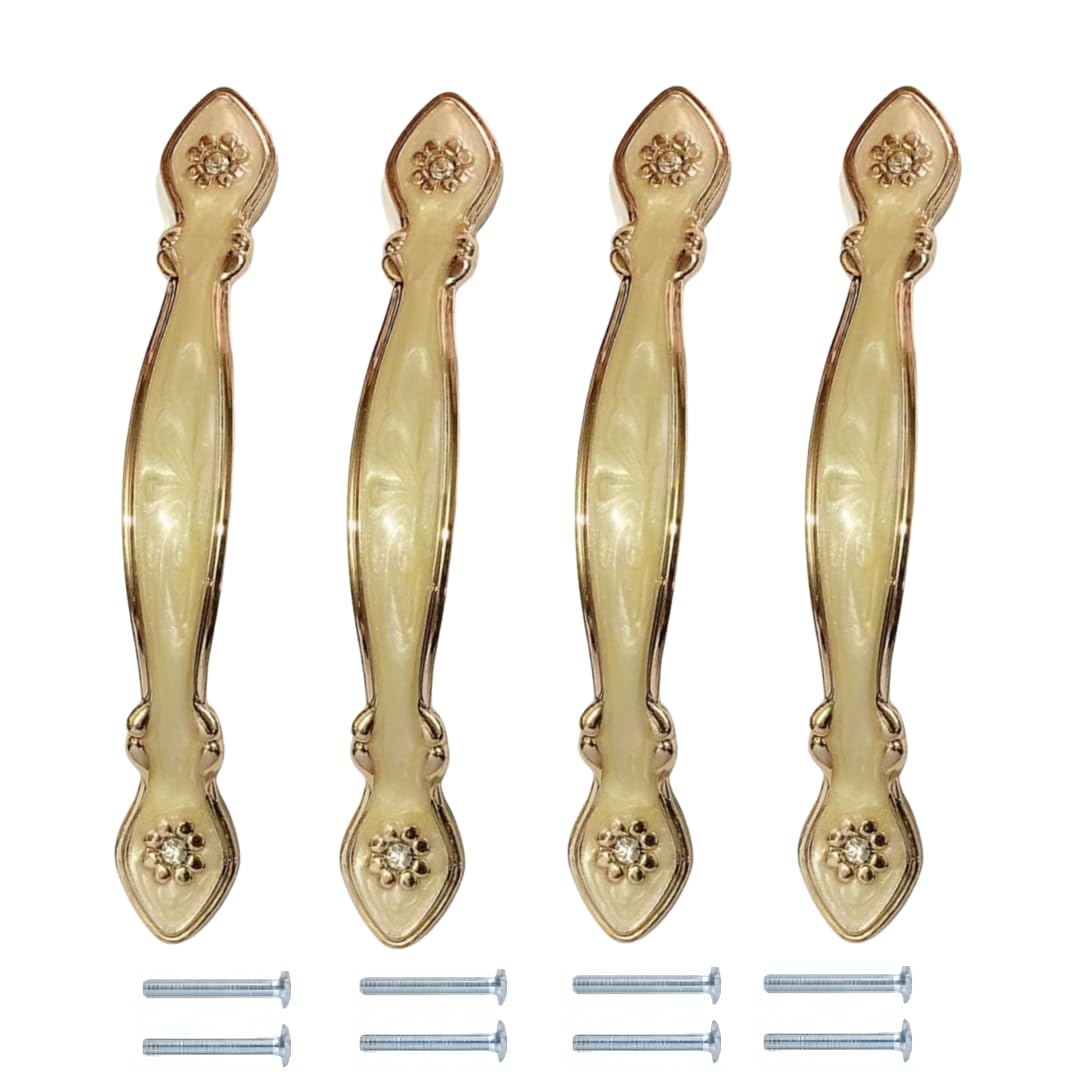 NLQCSXWEP Zinc Alloy Cabinet Bow Handle, Zinc Alloy Aluminum Cabinet Handles 4-Pack Multicolor(978-96mm Yellow Peach)