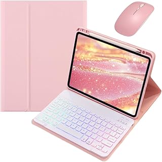 マウス付き Xiaomi Pad 7 / Pad7 Pro 11.2インチ用 キーボードケース カラフル バックライト付き Xiaomi Pad 7 Pro 対応 キーボード 保護カバー マグネット分離式 ペンホルダー付き,ピンク