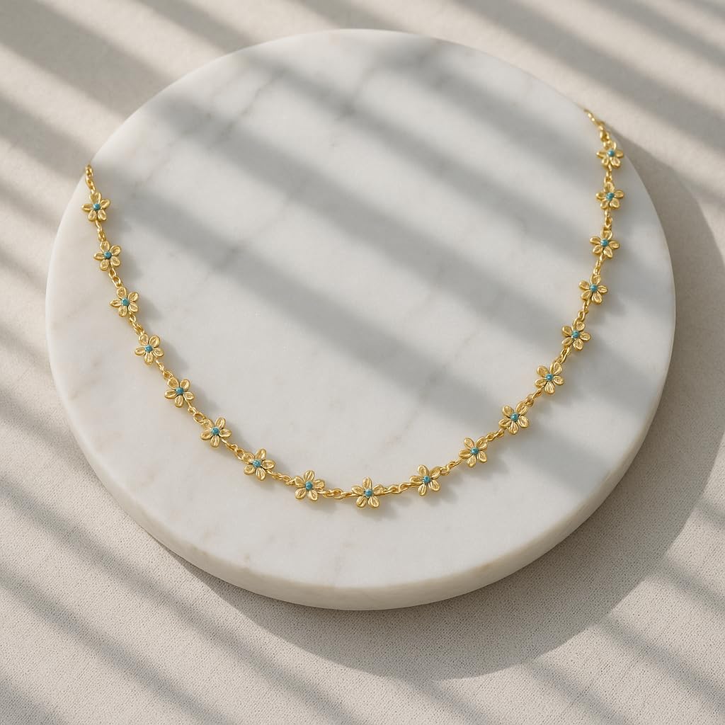 Cute Choker Necklace for Women Colorful Daisy Flower Choker Cute Chain Choker Necklace Delicate Fashion Gold Dainty Simple Necklace for Women Jewelry Gifts