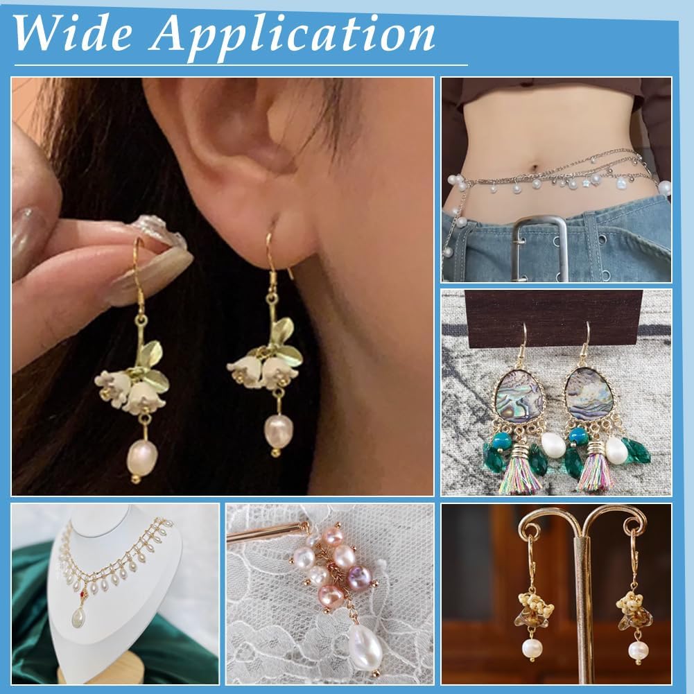 UNICRAFTALE 50Pcs Freshwater Pearl Charm Pendant Irregular Pear Charms with 2mm Metal Hoop Baroque Charms White Natural Pearl Beads for DIY Earring Necklace Bracelet Jewelry Making - Image 5