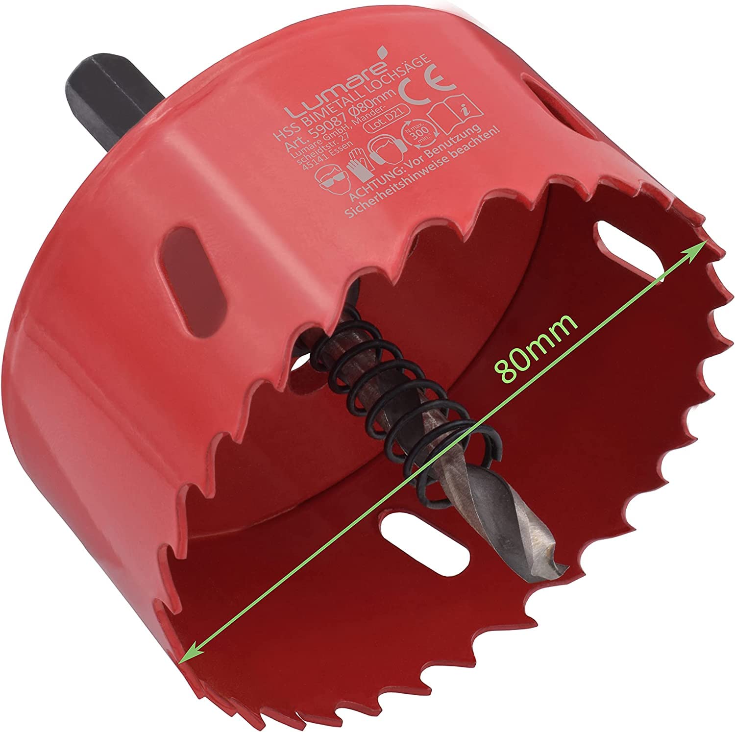 Lumare Sega Universale 80mm | Punta per Trapano Bimetallico in Acciaio ad Alta Velocità | Attacco Professionale - Alluminio, Legno, Ottone e Altro | Avvitatore a Batteria o Trapano