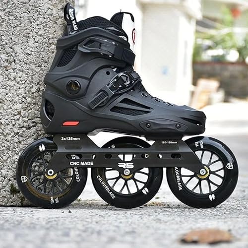 Castrap Inline Skates, Large Three Wheel Skating Shoes 125mm Adult Speed Skating Shoes, Professional Three Wheel Skating Shoes Adult Roller Skates (Black,43)