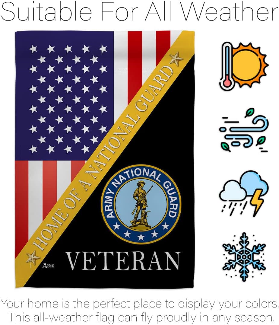 Home of Army National Guard Garden House Flag - Set Armed Forces ANG United State American Military Veteran Retire Official - Decoration Banner Small Yard Gift Double-Sided Made in USA 28 X 40