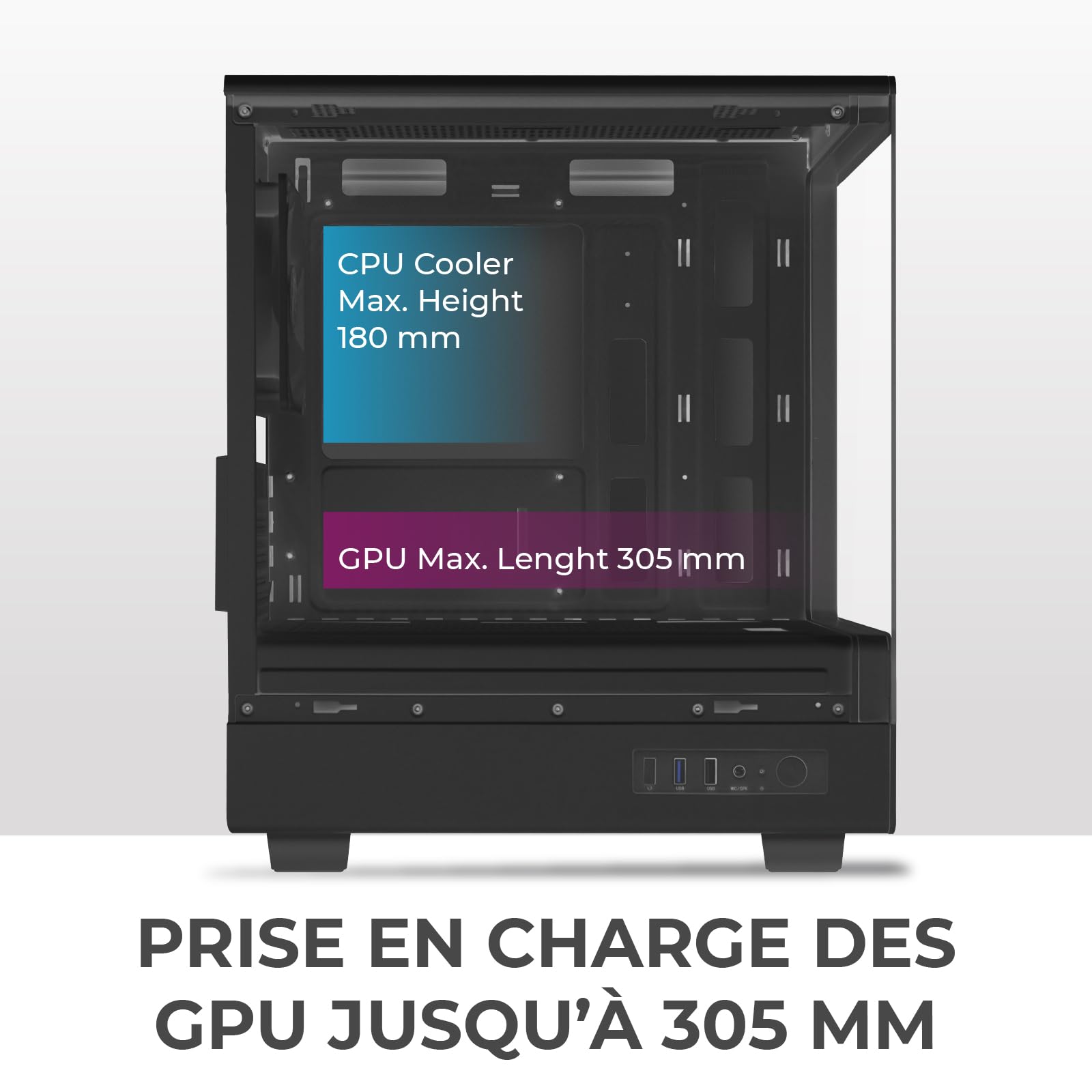 Noua Fobia LK200 Boîtier PC Gaming Micro-ATX, Ventilateur Noir 120 mm, boîtier Micro Tour pour Ordinateur Double Verre trempé panoramique, Noir