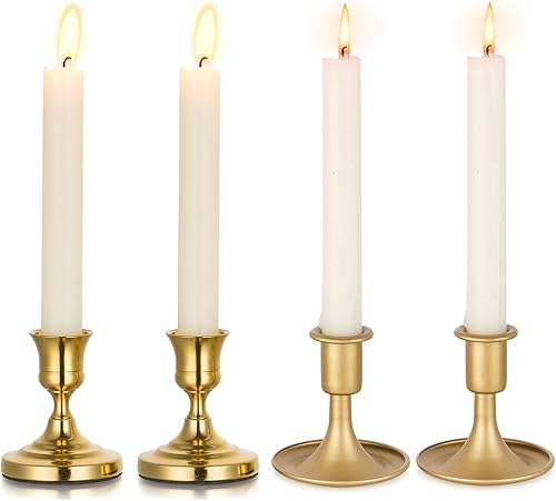 Portavelas dorados 2 portavelas cónicos, portavelas de metal para candelabros, portavelas dorados para centros de mesa de boda, fiesta, Navidad,