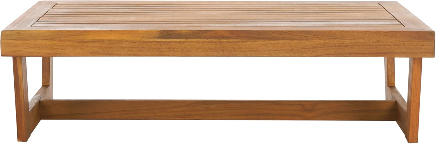 SAFAVIEH Outdoor Patio Furniture Collection Lynn Natural Brown Slatted Top Solid Wood Coffee Table (PAT7330A)