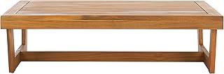 SAFAVIEH Outdoor Patio Furniture Collection Lynn Natural Brown Slatted Top Solid Wood Coffee Table (PAT7330A)