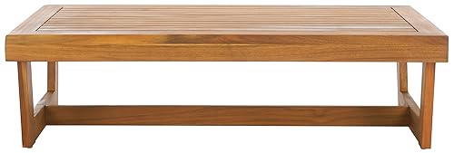 SAFAVIEH Outdoor Patio Furniture Collection Lynn Natural Brown Slatted Top