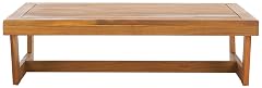 SAFAVIEH Outdoor Patio Furniture Collection Lynn Natural Brown Slatted Top Solid Wood Coffee Table PAT7330A